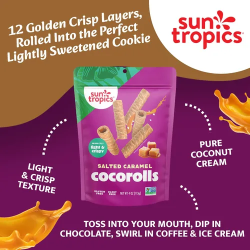 Vista 3 de Sun Tropics, Coco Rolls Caramelo salado, 4 onzas