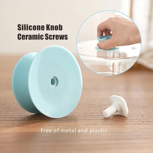 Vista 4 de Cubierta de vidrio contra salpicaduras de microondas para alimentos, cubierta alta para microondas con perilla de silicona, 100% apta