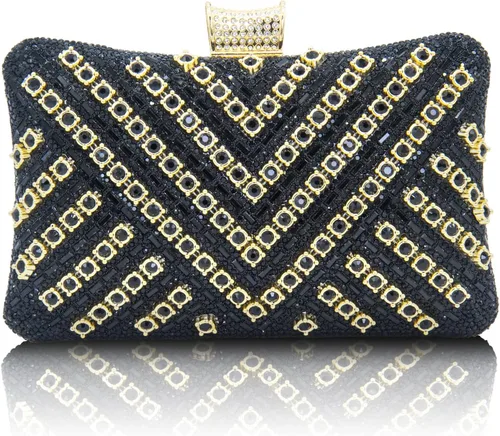 Vista 8 de Bolsos de mano con diamantes de imitación para mujer, bolso de noche brillante, bolso de novia de cristal para fiesta, graduación, boda