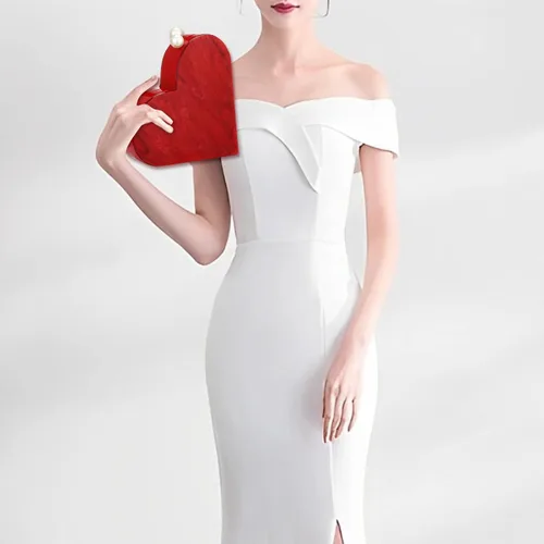 Vista 6 de Bolso de mano de acrílico en forma de corazón para mujer, bolso de hombro elegante para fiesta, boda