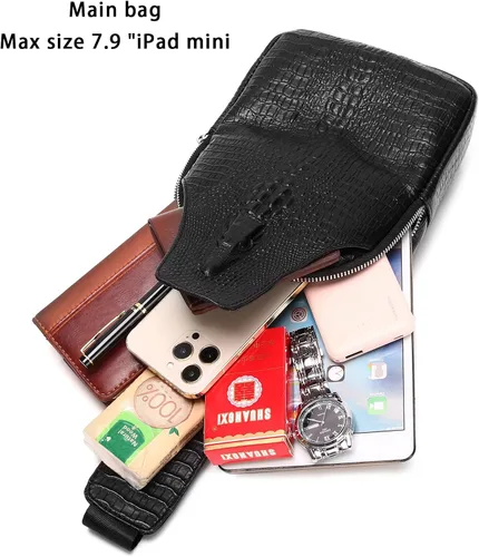 Vista 99 de LUKZIJAES Bolso bandolera de cuero genuino para hombre