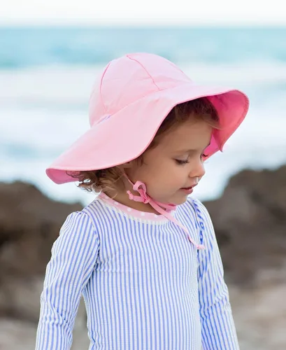 Vista 4 de RuffleButts - Gorro de sol para bebés y niñas pequeñas con protección solar UPF 50+ y ala ancha
