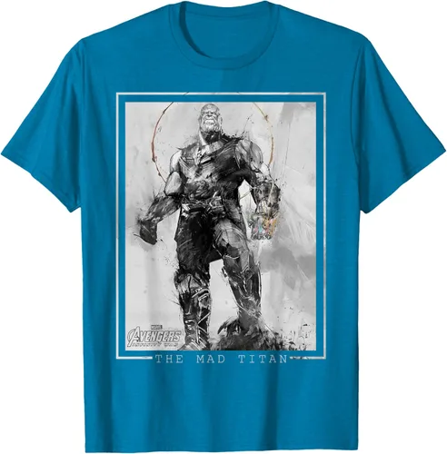 Vista 9 de Marvel Avengers Infinity War Thanos Sketch Graphic Camiseta Negro