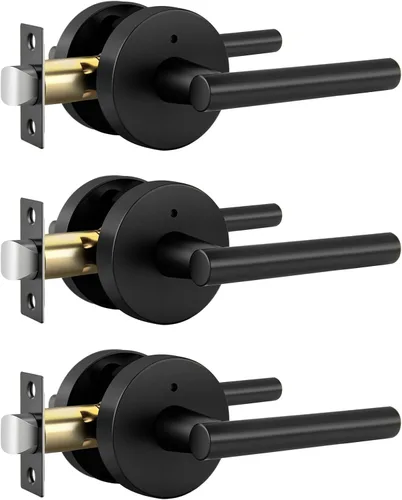 Vista 34 de Goldenwarm Juego de cerraduras negras para puerta exterior con cerrojo, aleación de zinc con llave igual con cerrojo de seguridad, manija de puerta