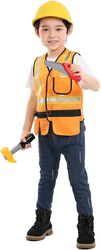 Vista 3 de Seasons Disfraz de trabajador de la construcción de Halloween, disfraz de juego de rol para niño