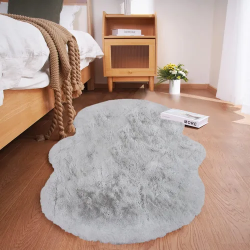 Vista 85 de Ghouse Alfombra ultrasuave de pelo sintético de conejo 2x3, alfombras lavables a máquina para dormitorio, alfombras esponjosas para sala de estar