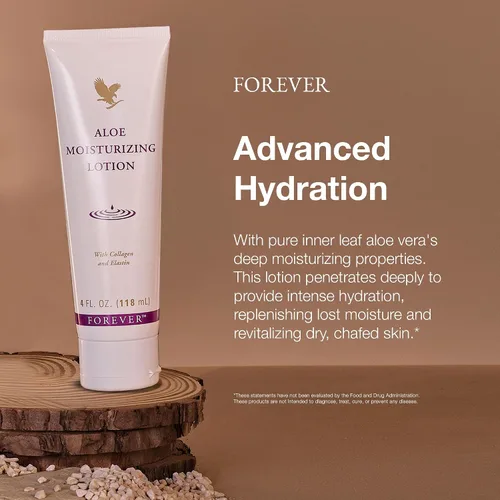 Vista 3 de Forever Living - Loción hidratante de aloe, hidratación profunda con aloe vera, colágeno y elastina, para manos y cuerpo, 4 onzas líquidas