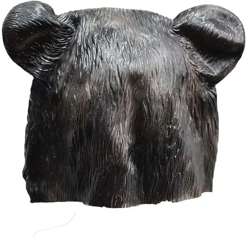 Vista 4 de Máscara realista de látex de oso negro para adultos, disfraz de Halloween, cosplay, fiesta de carnaval, Negro