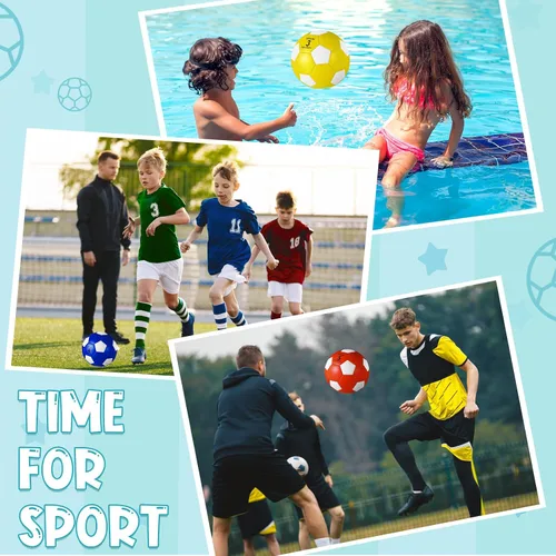Vista 6 de Jexine Balón de fútbol a granel con inflador, tamaño oficial, para interiores y exteriores, suave, regalo deportivo para niños, adolescentes