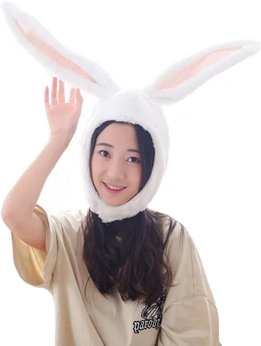 Vista 2 de Gorro de peluche Yarouda con capucha y orejas de conejo para mujer, cálido, suave