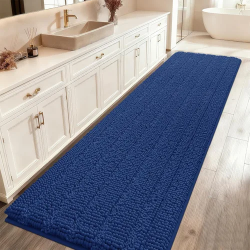 Vista 20 de ACCUMTEK - Juego de alfombras de baño a rayas beige de 3 piezas, ultrasuaves, antideslizantes de chenilla, alfombras de baño mullidas y absorbentes