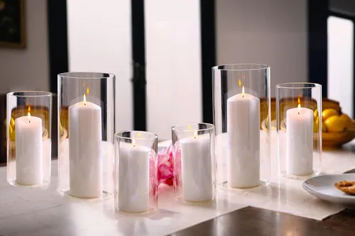 Vista 10 de PHOSPHOR Portavelas Hurricane para velas de pilar cilindros de vidrio transparente centros de mesa jarrones decoración de mesa centro de mesa