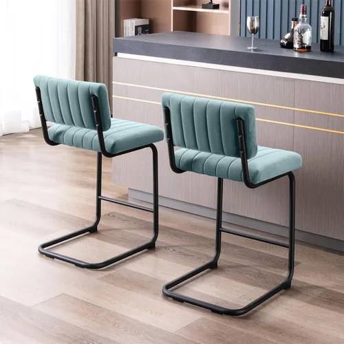 Vista 5 de ONEVOG Taburetes modernos de altura de mostrador con respaldo de terciopelo, juego de 2 taburetes de bar con patas de metal sólido de 24 pulgadas