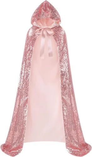 Vista 7 de Suhine Capa de lentejuelas con capucha de princesa Cosplay Blanco deslumbrante