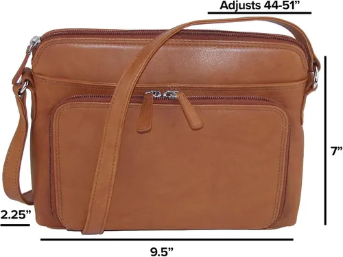 Vista 5 de CTM Bolso bandolera de cuero para mujer con organizador lateral