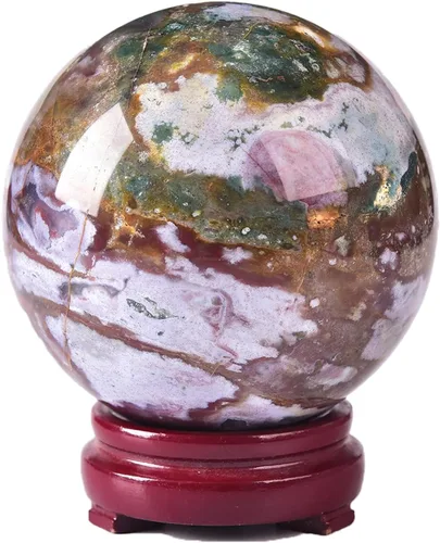 Vista 8 de JIC Gem Piedra Natural de Jaspe Africano Cristal de Curación Esfera Adivinación Bola de Piedra Preciosa, Feng Shui Reiki Aura Decoración