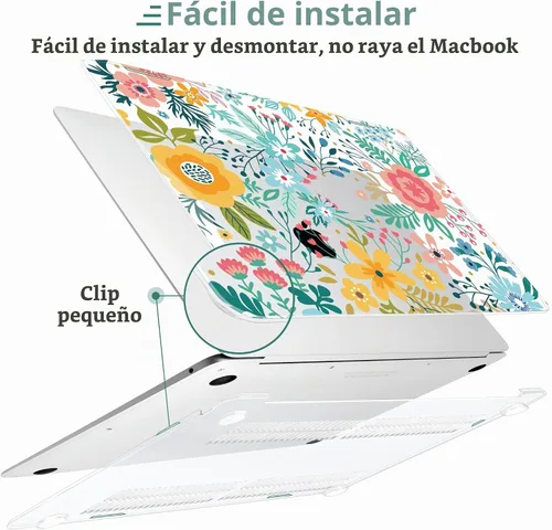 Vista 3 de TWOLSKOO Funda para MacBook Air de 13,3 pulgadas (versión antigua 2018-2021, modelos: M1 A2337, A2179, A1932) - Carcasa rígida con protector de Flor