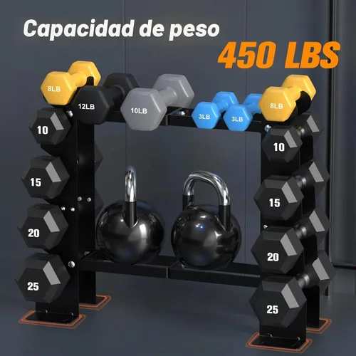 Vista 4 de DERACY Soporte para Mancuernas Solamente, Soporte de Mancuernas Negro de 5 Niveles para Gimnasio en Casa, Estante de Peso de Acero Resistente que