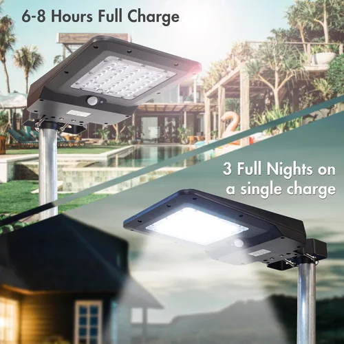 Vista 6 de Wagan EL8586 - Farola solar integrada de 1600 lúmenes, reflector de seguridad, sensor de movimiento, impermeable, resistente a la intemperie