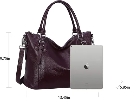 Vista 4 de Heshe - Bolso de mano para mujer, de piel con asa superior, bolso cruzado.