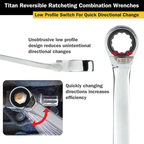 Vista 6 de Titan 14613 Llave combinada de trinquete reversible de 1 pulgada, 12 puntos, 72 dientes