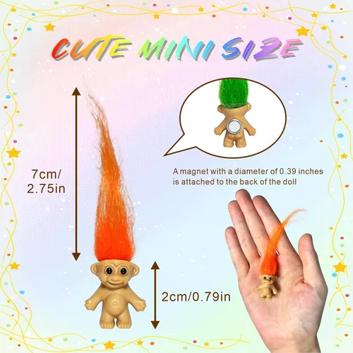 Vista 8 de 10 unidades de lindos mini imanes de muñecas de trol para nevera, mini imanes de muñeca de Trolls de la suerte para decoración de refrigerador
