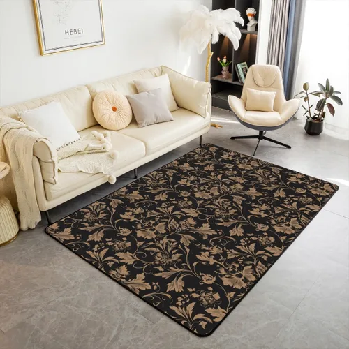 Vista 9 de jejeloiu Groovy Flower Area Rug 3x5 Retro Floral Boho Living Room Rugs for Bedroom 70S Hippie Groovy Flowers Bohemian Decor Carpet Psychedelic Beige