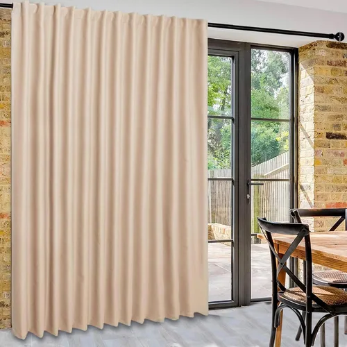 Vista 24 de DWCN Cortina opaca divisora de privacidad para puerta corrediza de patio, cortinas térmicas extra anchas con pestaña trasera y bolsillo para barra
