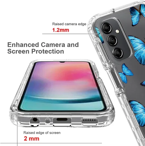 Vista 2 de Funda para Galaxy A24 4G, Samsung A24 4G SM-A245F con protector de pantalla de vidrio templado, funda protectora de cuerpo completo transparente