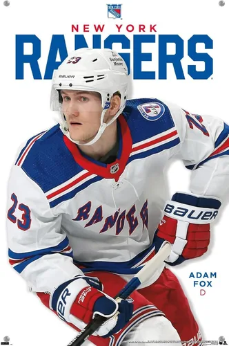 Vista 4 de Trends International NHL New York Rangers - Póster de pared de la serie 23 de Adam Fox, 14.72 x 22.37 pulgadas, paquete de póster premium y alfiler