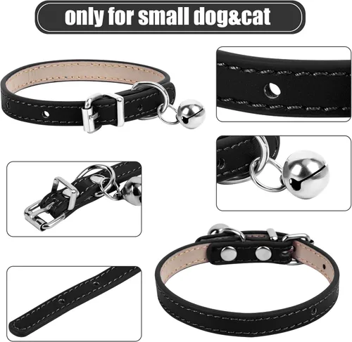 Vista 2 de XXS Teacup - Collar para perro, color negro, 3/8 pulgadas de ancho para perros y gatos pequeños Collares de perro rosa, collares de té para perros