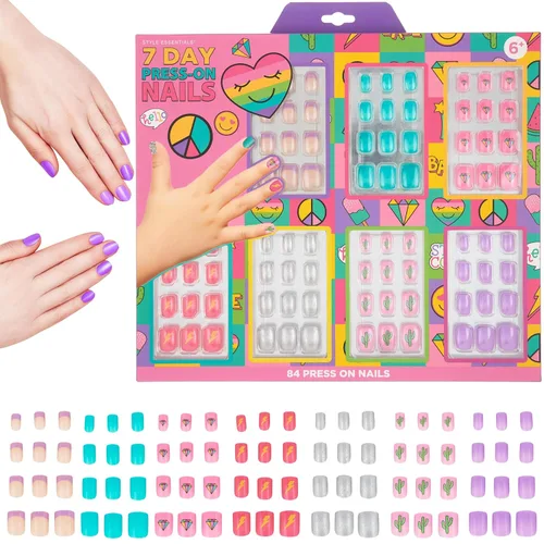 Vista 13 de Colección de manicura de 7 días - Juego de uñas a presión de 84 piezas para niños (BFF)