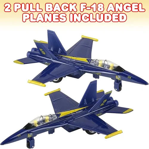 Vista 2 de ArtCreativity Avión de juguete de 6 pulgadas F-18 Blue Angels con mecanismo de retroceso (juego de 2), juguetes de avión de metal fundido a presión
