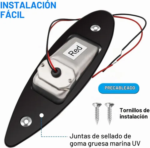 Vista 2 de Luces LED de navegación para barco de 12 V, tipo lágrima, para proa, impermeables, con carcasa de acero inoxidable, para barco, yate, señalización