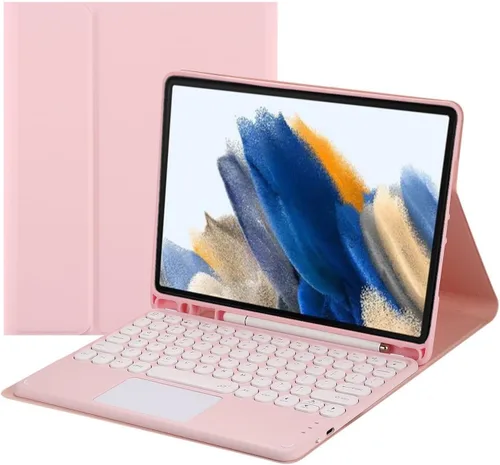 Vista 8 de Funda con teclado táctil para Samsung Galaxy Tab A8 de 10.5 pulgadas modelo 2022 (SM-X200/X205/X207), con soporte para lápices, teclado Bluetooth