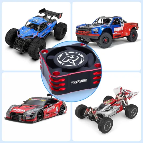 Vista 6 de Surpass Hobby - Ventilador de refrigeración RC de 0.984 in, 32000 rpm, ventilador de coche RC para escala 1/10, 1/8, 1/12 RC Turbo ESC (negro rojo)