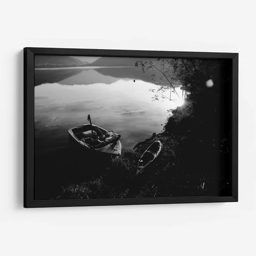 Vista 13 de Canvas Lab Bote BW by HCTR 12 x 8 in Canvas Print Wall Art Black and White Wall Decor for Bedroom, Living Room or Office