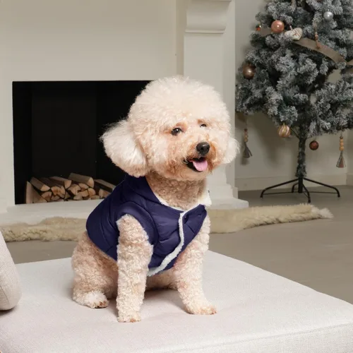 Vista 4 de vecomfy - Sudadera con capucha para perro, forro polar y algodón, extra cálida, para invierno, chaqueta para perro pequeño, abrigos con capucha
