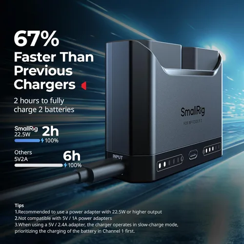 Vista 4 de SMALLRIG Repalcement - Batería USB-C y cargador de batería NP-FZ100 para Sony