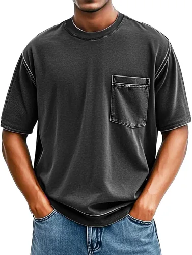 Vista 11 de Men's Summer Vintage Tops Casual Stylish Short Sleeve Crewneck T Shirts Lightweight Basic Tee Shirts with Pocket