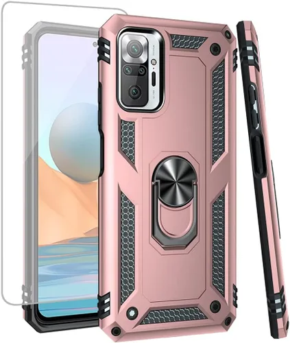 Vista 8 de Funda para Redmi Note 10 Pro 4G/Note 10 Pro Max con protector de pantalla de vidrio templado, [grado militar] Soporte magnético para montaje