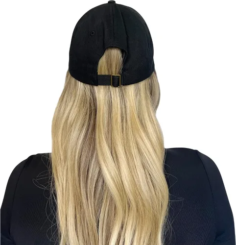 Vista 4 de ValDesigns Sombrero de béisbol Uh Huh Honey negro con bordado rosa claro, talla única, unisex para adultos, ajustable en la parte posterior
