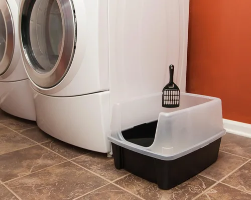 Vista 8 de IRIS USA - Caja de arena para gatos de alta cara, grande, escudo de dispersión, color negro