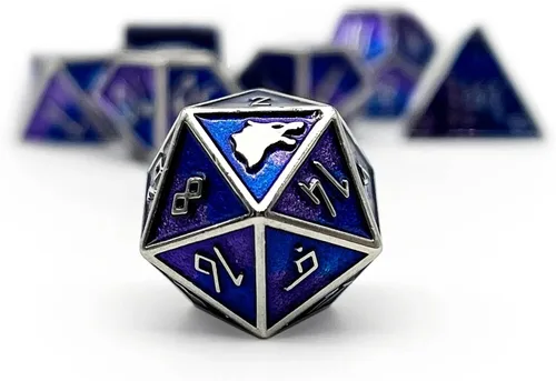 Vista 9 de Norse Foundry Banshee Wail - Juego de 7 dados poliédricos de metal completo para juegos de matemáticas DND Pathfinder