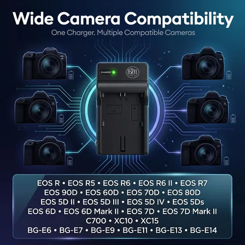 Vista 6 de BM Premium LP-E6N - Paquete de 2 baterías y cargador para Canon EOS 60D 70D
