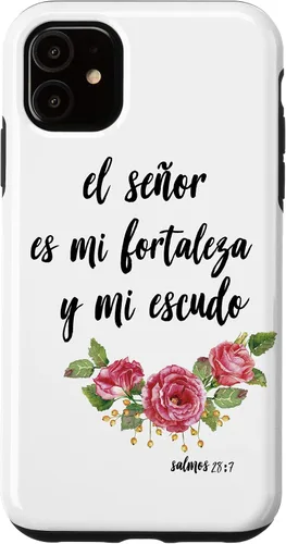 Vista 6 de Funda para iPhone 12 mini Salmos El Señor Es Mi Fortaleza Biblia Cristiana