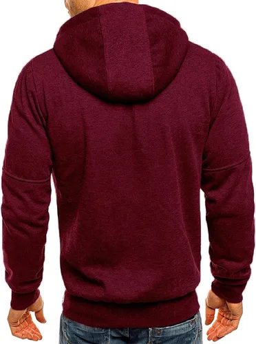 Vista 3 de Holzkary Sudadera con capucha y bolsillo con cremallera completa para hombre, sudadera de manga larga sólida