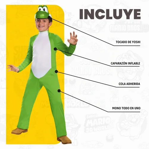 Vista 3 de Disguise Disfraz de Yoshi Deluxe para niños