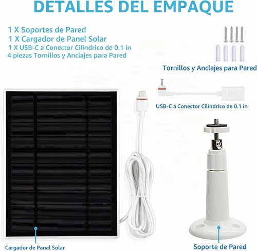Vista 7 de Panel solar de 4 W para cámaras de exterior de anillo, 1 paquete de panel solar compatible con todas las nuevas baterías de cámara para exteriores