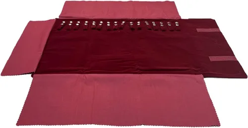 Vista 6 de UnionPlus Estuche de joyería de viaje, organizador de bolsas para collares, pulseras, color borgoña